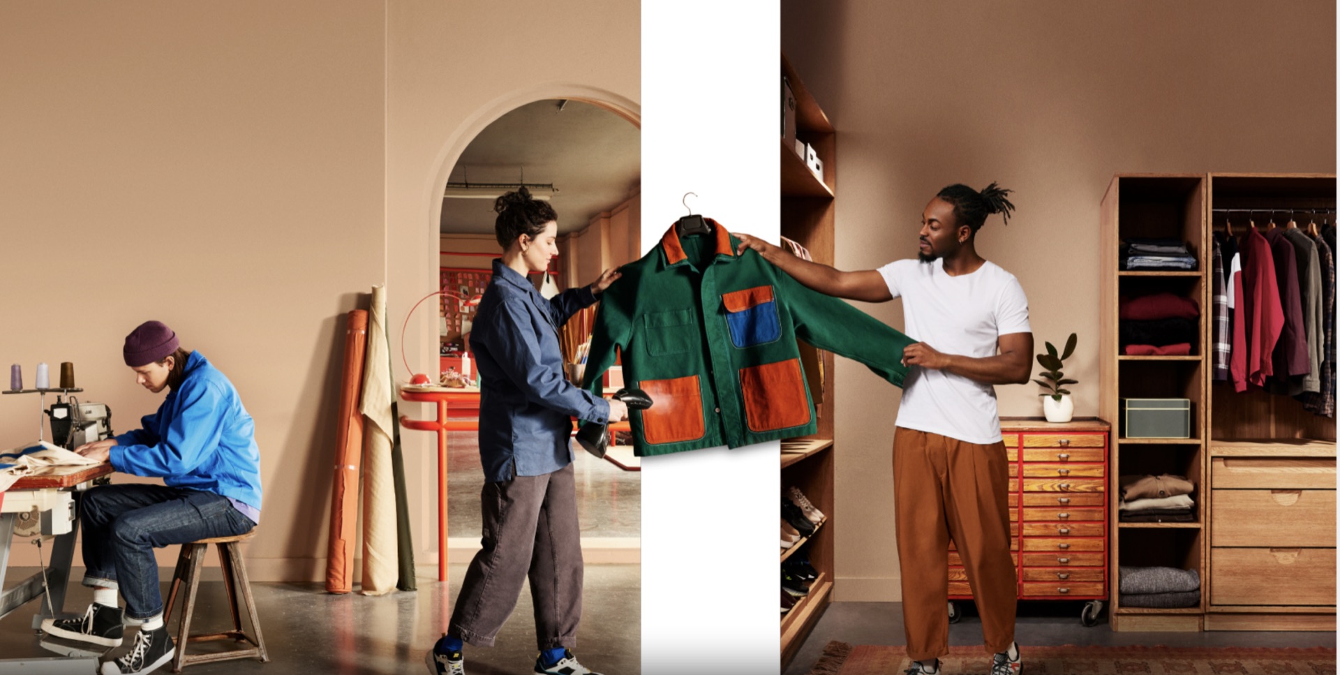 Amazon Ads campaign: split composition of workshop and wardrobe styling
