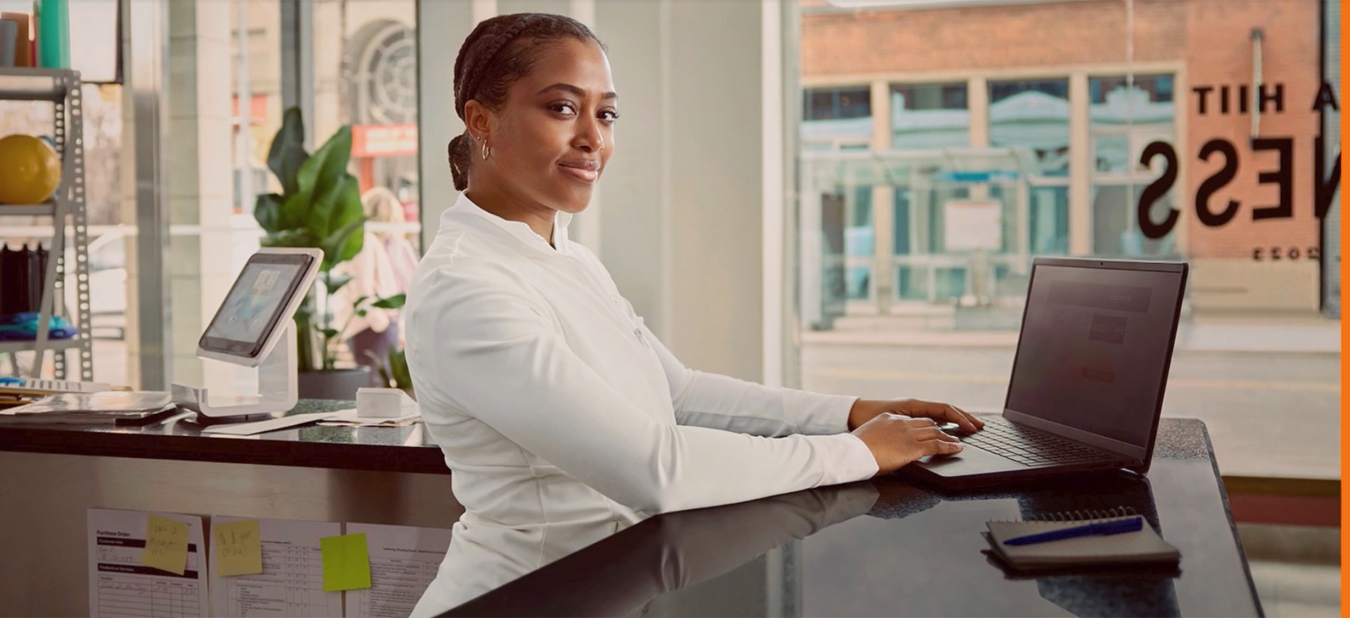 Amazon Ads Matches Are Made: woman at laptop in contemporary retail space